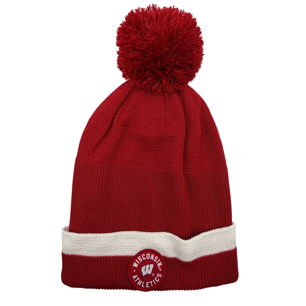 Under Armour Beanie Mens OS Red New Wisconsin Badgers Athletics Pom Knit Hat